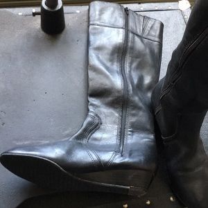 Leather Flat knee high boots
